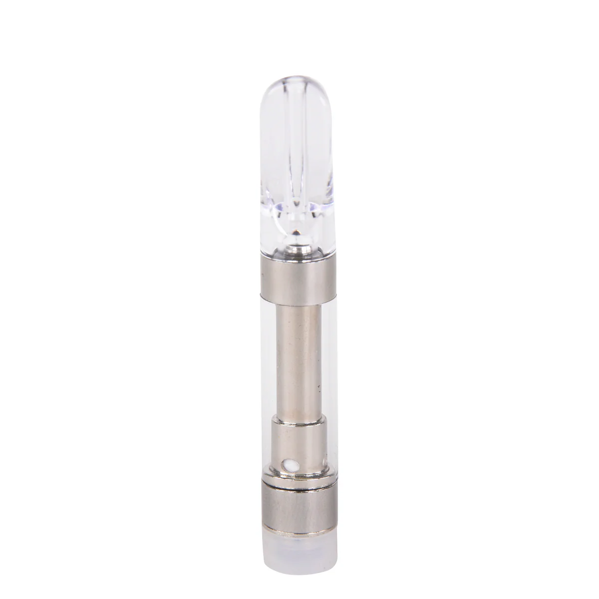 Front view of empty G5 0.8mL 510 vape cartridge with clear rounded push-top mouthpiece