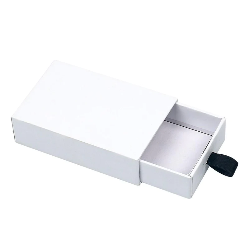 custom branded paper box with fabric ribbon pull tab